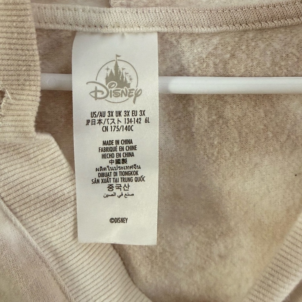 Disney Beige Tie-Dye Oversized Hoodie Pink Mickey Detail Size 3X - Picture 2 of 10